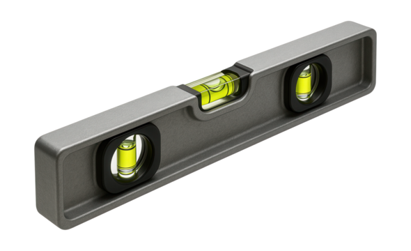 Durable cast aluminum level featuring plumb and level vials for masonry tasks.