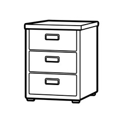 Illustration of a three drawer cabinet on transparent background silhouette