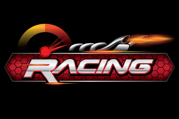 Racing speed with fire engine logo design concept vector.