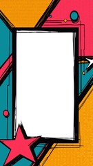 Colorful pop art frame with red star