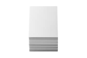 Stack of blank white paper cards isolated on transparent background
