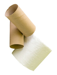 Tissue paper roll or toilet paper roll with cores or tissue paper tubes in stack isolated on white background with clipping path