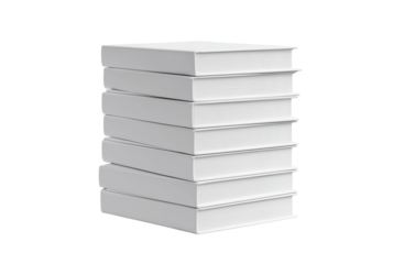 Stack of white book isolated on transparent background