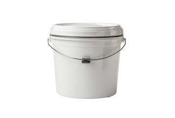 White plastic bucket with handle isolated on transparent background