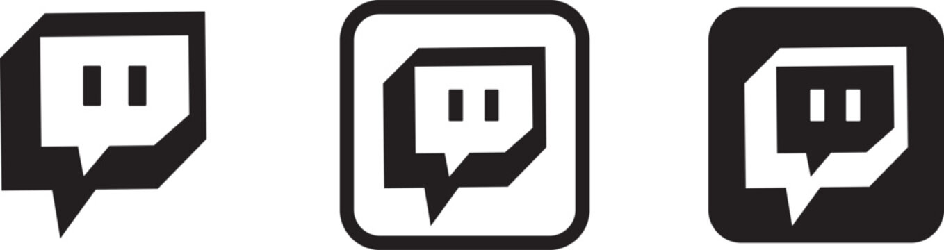 Twitch logo icons set. Social Media Platforms. popular communication platform. social network logos. twitch icon isolated. twitch button.  Popular Social media icons set Twitch