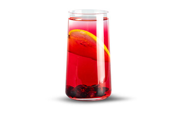 An organic cold drink made from currants and pears, isolated on transparent background. A natural and eco-friendly beverage rich in vitamins.