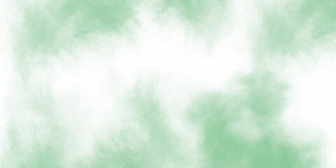 Abstract watercolor green background with copy space, like a bright summer sky with blue clouds and light smoke texture