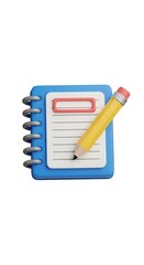 Blue notebook with pencil for notes and reminders.