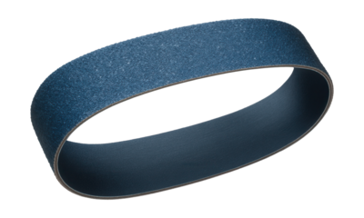 Heavy-duty zirconia sanding belt for fabrication shop use.