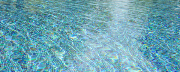 Swimming pool with blue crystal clear water surface and ripple wave background