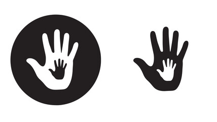 Obraz premium Black hands with smaller white hands inside a unique design on transparent background silhouette