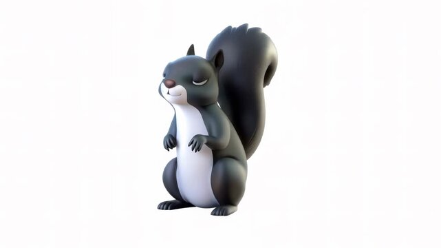 A cute cartoon squirrel with a fluffy tail, standing upright and looking happy.