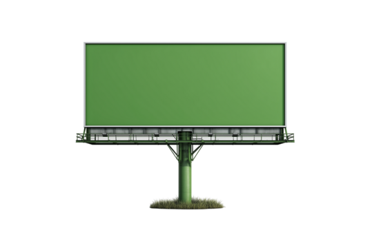 Green screen billboard structure isolated on transparent background