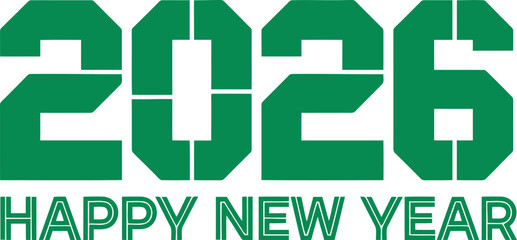 Green 2026 happy new year text vector illustration scalable eps graphic
