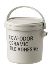 Low-odor ceramic tile adhesive in a recyclable container for indoor use.