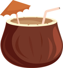 Refreshing coconut cocktail featuring a miniature umbrella and straw, evoking a tropical paradise