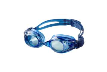 Blue swimming goggles isolated on transparent background