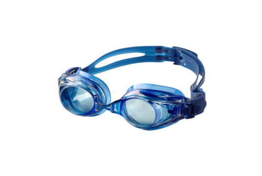 Blue swimming goggles isolated on transparent background