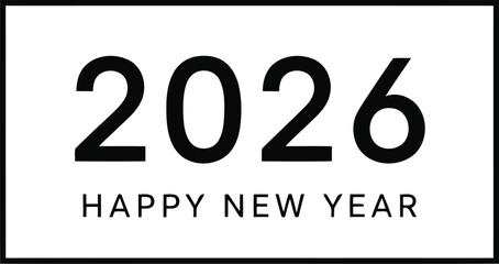 Vector illustration of 2026 happy new year text for scalable graphic design projects