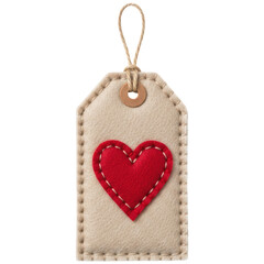 Adorable handmade felt tag featuring a vibrant red heart, ideal for gifts and celebrations.