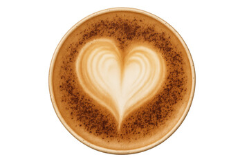 Coffee latte art heart design with cocoa powder