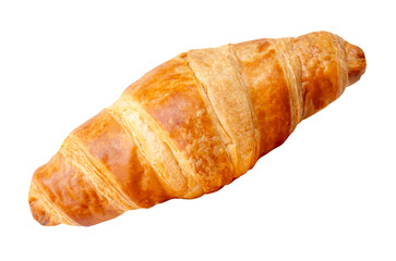 Top view of one brown or golden croissant isolated on white background with clipping path