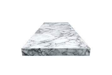 Rectangular marble slab with grey veins isolated on transparent background