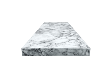 Rectangular marble slab with grey veins isolated on transparent background