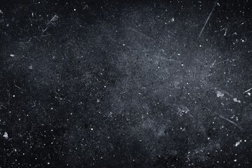 Fototapeta premium Grungy black surface speckled with light particles, and distressed with scratches