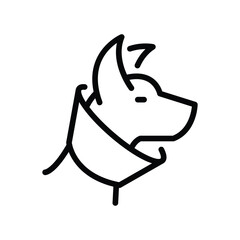 A black and white line drawing of a dog wearing a cone