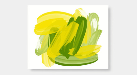 Abstract painting with yellow and green brush strokes exudes an invigorating ambience