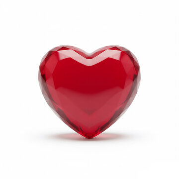 red glass heart isolated on white background