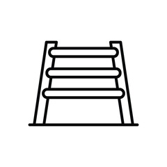 A black and white linedrawing depicts a ladder with three rungs between two vertical supports