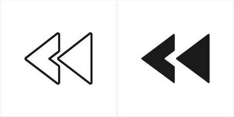 Fast backward icon in outline and solid style