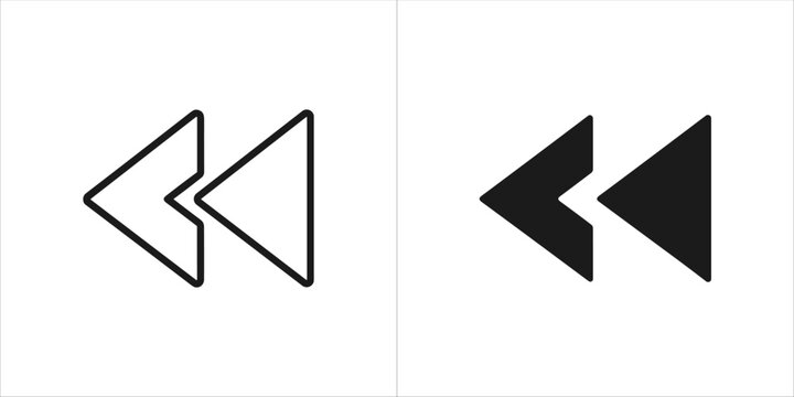 Fast backward icon in outline and solid style