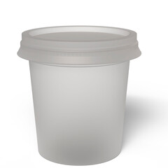 MATTE TRANSPARENT PLASTIC POT ON WHITE BACKGROUND