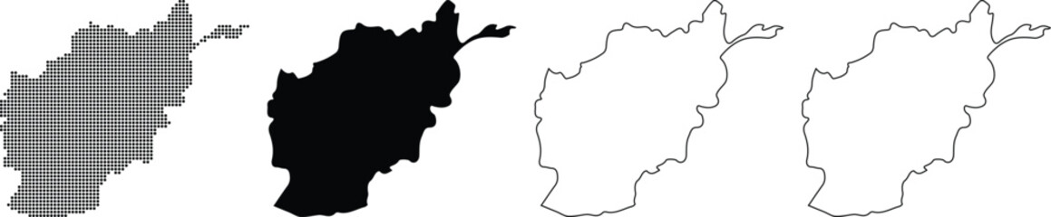 Hand made Afghanistan map silhouette set vector illustration in different styles perfect for infographic and geographic design By Adobe illustra