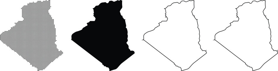 Hand made Algeria map silhouette vector set flat design illustration for infographic presentation and web design projects By Adobe illustrator