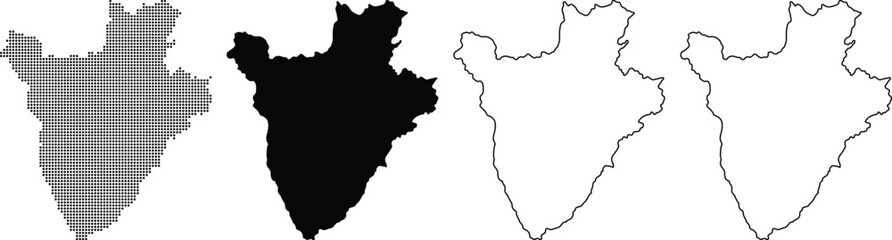 Hand made Burundi map vector illustration with solid and outline versions for geographic and political designs By Adobe illustrator