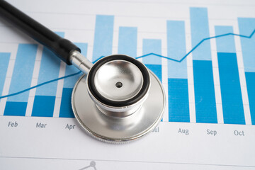 Stethoscope on graph paper, Finance, Account, Statistics, Investment, Analytic research data...