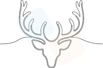 Elegant Deer Head One Line Drawing with Abstract Background Shapes for Modern Design and Decoration Projects Suitable for Nature and Wildlife Related Themes