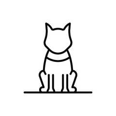 A line art image of a cat in a seated position