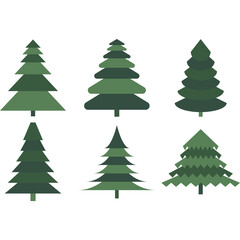 christmas trees isolated on white bundle