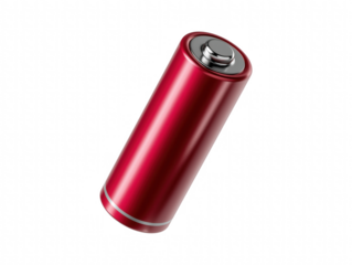 Single Red AA Battery on Black Background, Close-up of Energy Cell for Power, Isolated isolate on transparent background PNG