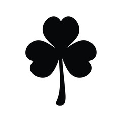 Black Silhouette of a Shamrock against a White Background for St. Patrick's Day
