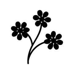 Stylized Black Flower Silhouette Illustration on White Background for Graphic Design