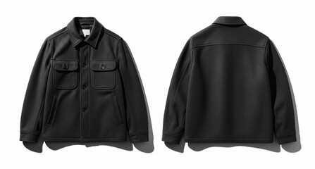 Front and Back View of Dark Chore Coat or Shirt Jacket