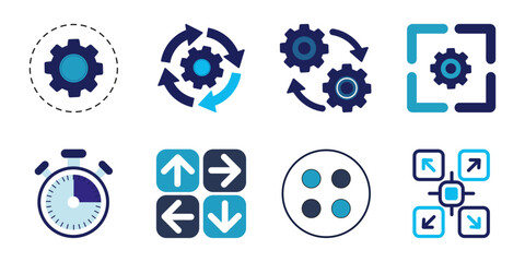 Containing workflow, productivity, optimization, sync, efficiency, refresh gear arrow, configuration, operation, improvement, and maintenance. setting Icon Vector. Cog settings Icon Symbol.