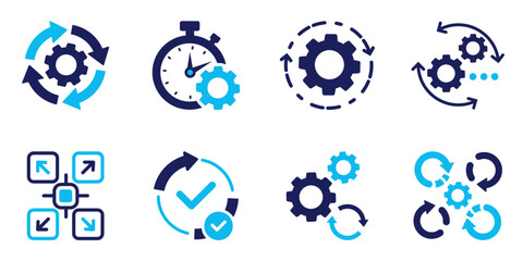 Containing workflow, productivity, optimization, sync, efficiency, refresh gear arrow, configuration, operation, improvement, and maintenance. setting Icon Vector. Cog settings Icon Symbol.