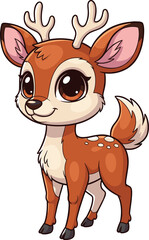 Cute cartoon baby deer with white spots, smiling fawn character illustration for kids, forest animal vector for children&rsquo;s content